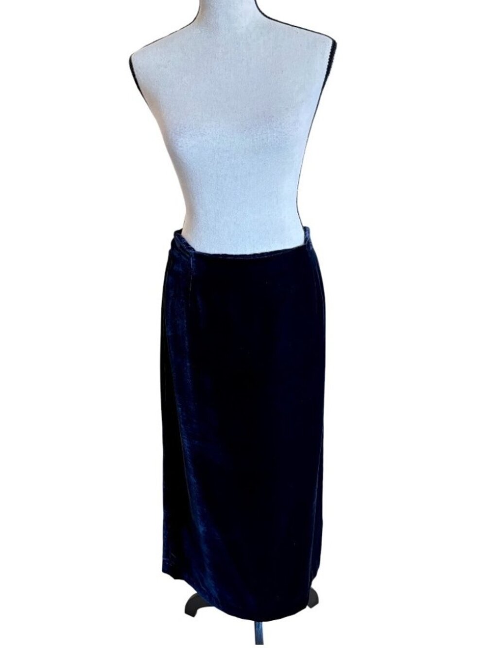 Velvet Maxi Skirt Silk Rayon Navy Blue Preston & York Special Occasion Size 12